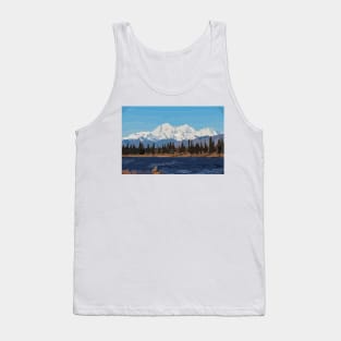 Mount Denali and Lake Vector Painting Tank Top